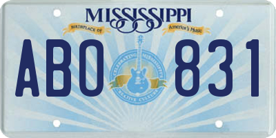 MS license plate ABO831