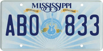 MS license plate ABO833