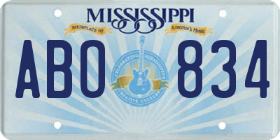 MS license plate ABO834