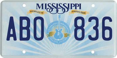 MS license plate ABO836