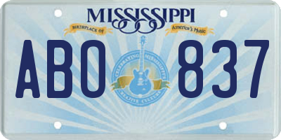 MS license plate ABO837