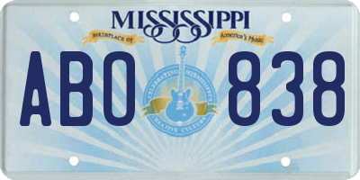 MS license plate ABO838