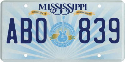 MS license plate ABO839