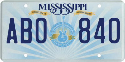 MS license plate ABO840