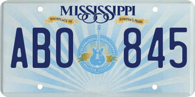 MS license plate ABO845