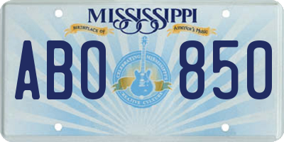 MS license plate ABO850