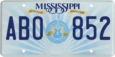 MS license plate ABO852