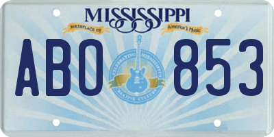 MS license plate ABO853