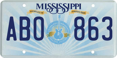 MS license plate ABO863