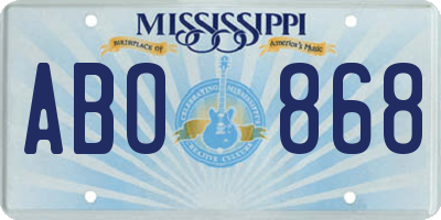 MS license plate ABO868