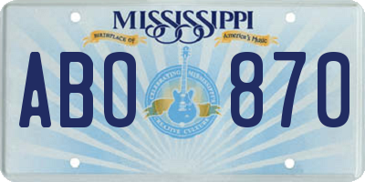 MS license plate ABO870