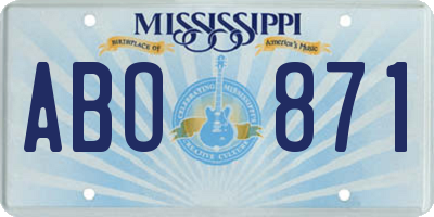 MS license plate ABO871