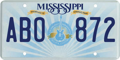 MS license plate ABO872