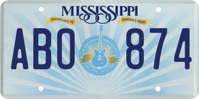 MS license plate ABO874