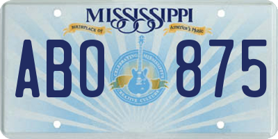 MS license plate ABO875