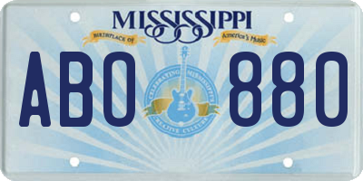 MS license plate ABO880