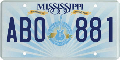 MS license plate ABO881