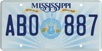 MS license plate ABO887