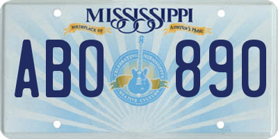 MS license plate ABO890