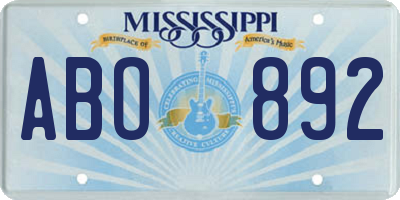 MS license plate ABO892