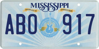 MS license plate ABO917