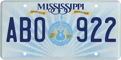 MS license plate ABO922