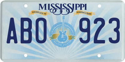 MS license plate ABO923