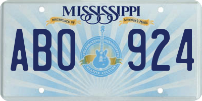 MS license plate ABO924