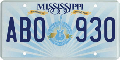 MS license plate ABO930