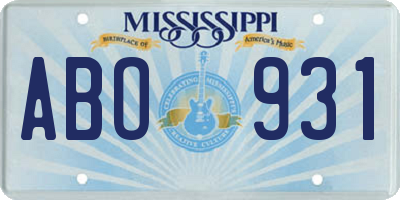 MS license plate ABO931