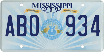 MS license plate ABO934