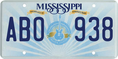 MS license plate ABO938