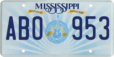 MS license plate ABO953