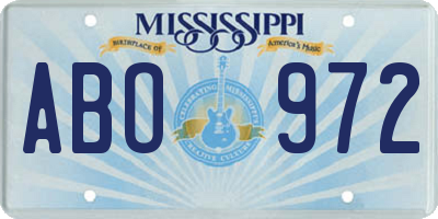 MS license plate ABO972