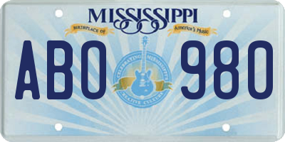 MS license plate ABO980