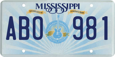 MS license plate ABO981