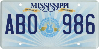 MS license plate ABO986