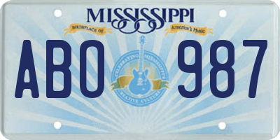 MS license plate ABO987