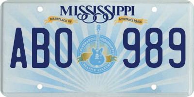 MS license plate ABO989