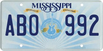 MS license plate ABO992