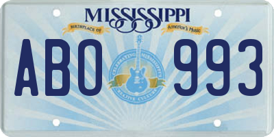 MS license plate ABO993