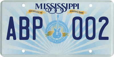 MS license plate ABP002