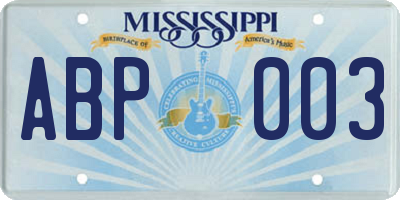 MS license plate ABP003