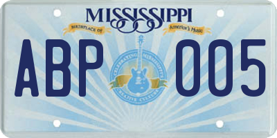 MS license plate ABP005