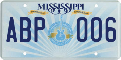 MS license plate ABP006