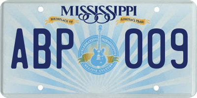 MS license plate ABP009