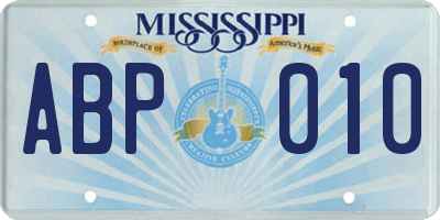 MS license plate ABP010