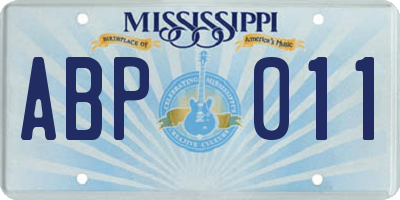 MS license plate ABP011