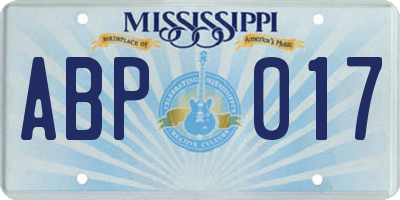 MS license plate ABP017