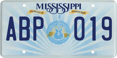 MS license plate ABP019